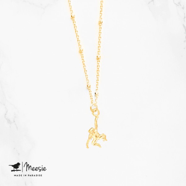 Ketting: Shortie Aap bedel goud op zilver - 3 stuks Ketting: Shortie Aap bedel goud op zilver - 3 stuks